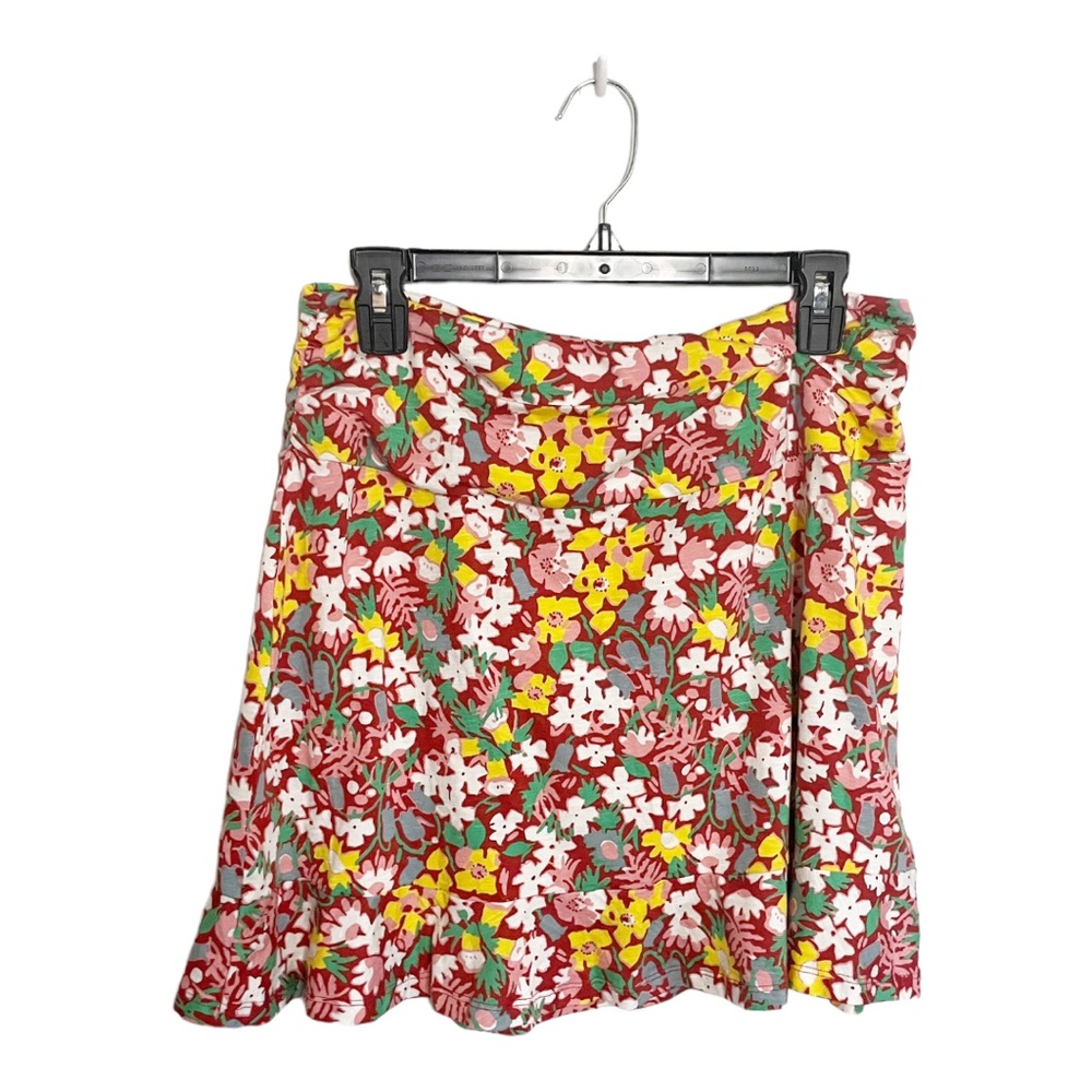 Toad & Co Skirt Chaka Ruffle Skirt in Brick Garden Print Size Large Red NWT - Picture 2 of 6